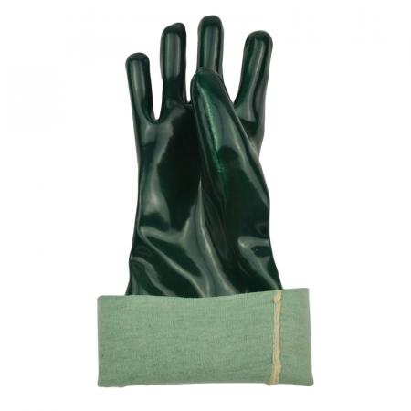 Grüne PVC Getauchte Handschuhe Interlock Liner 16Inch