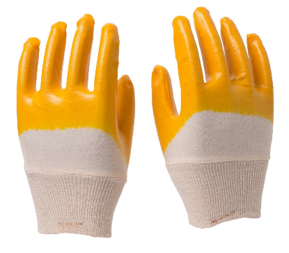 Baumwollstrick Handgelenk gelb NBR 3/4 beschichteter Handschuh